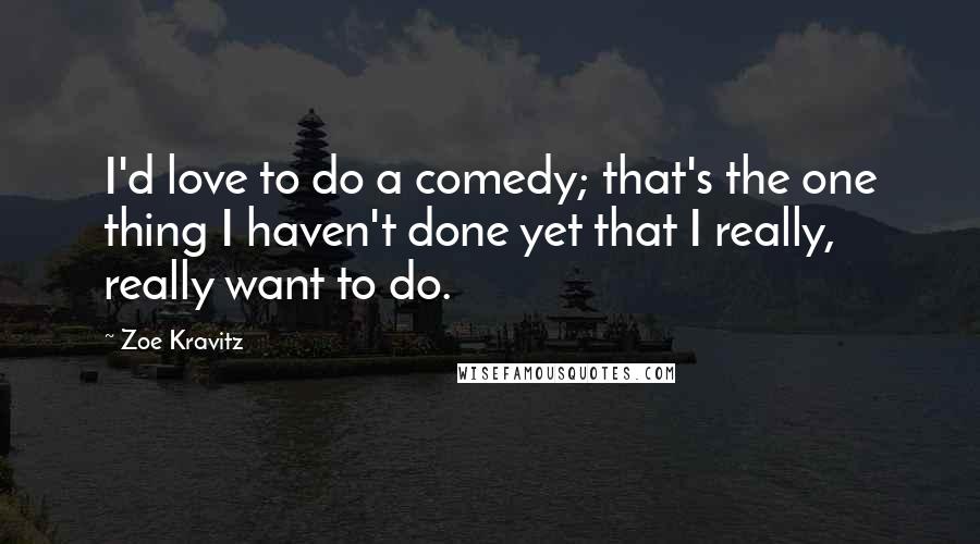 Zoe Kravitz Quotes: I'd love to do a comedy; that's the one thing I haven't done yet that I really, really want to do.