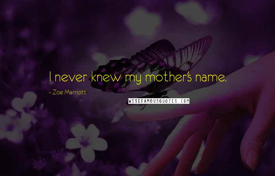Zoe Marriott Quotes: I never knew my mother's name.