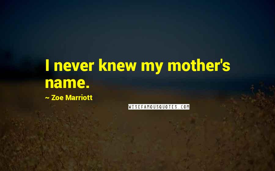 Zoe Marriott Quotes: I never knew my mother's name.