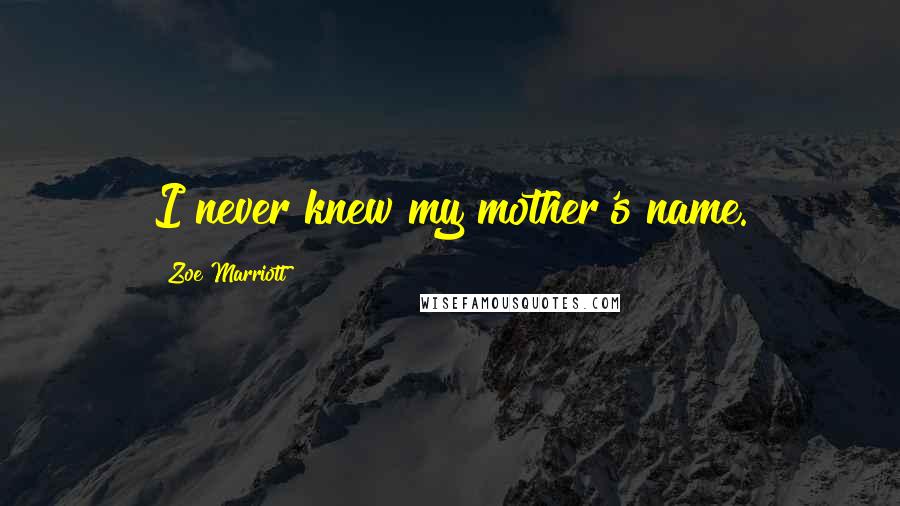 Zoe Marriott Quotes: I never knew my mother's name.