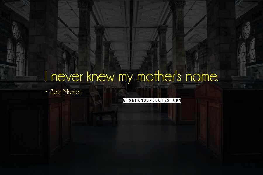 Zoe Marriott Quotes: I never knew my mother's name.