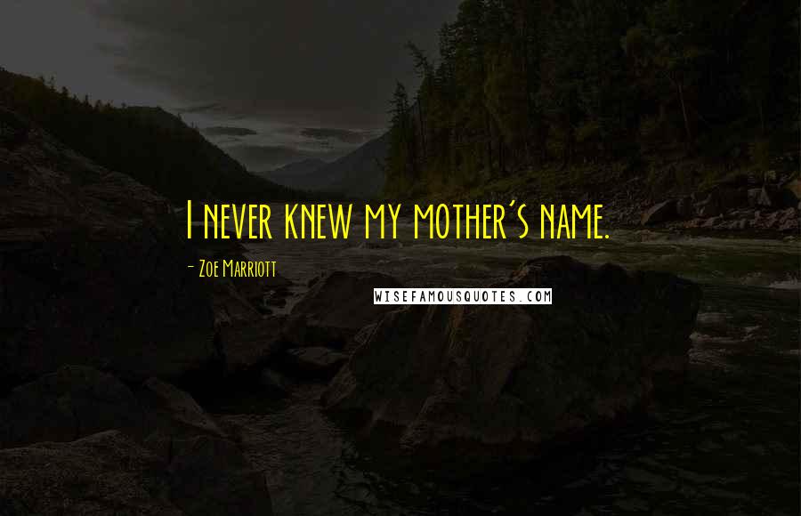 Zoe Marriott Quotes: I never knew my mother's name.