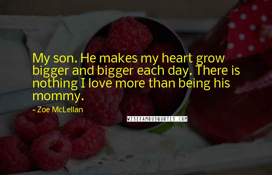 Zoe McLellan Quotes: My son. He makes my heart grow bigger and bigger each day. There is nothing I love more than being his mommy.