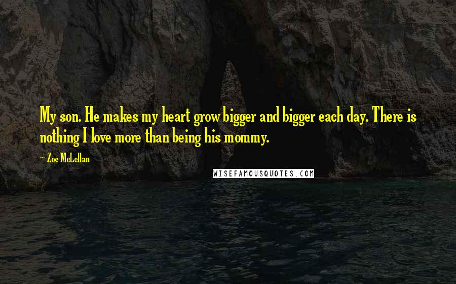 Zoe McLellan Quotes: My son. He makes my heart grow bigger and bigger each day. There is nothing I love more than being his mommy.