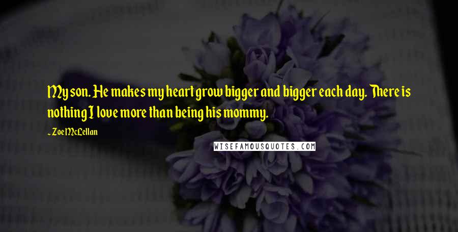 Zoe McLellan Quotes: My son. He makes my heart grow bigger and bigger each day. There is nothing I love more than being his mommy.