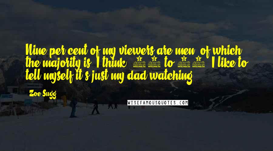 Zoe Sugg Quotes: Nine per cent of my viewers are men, of which the majority is, I think, 45 to 50. I like to tell myself it's just my dad watching.
