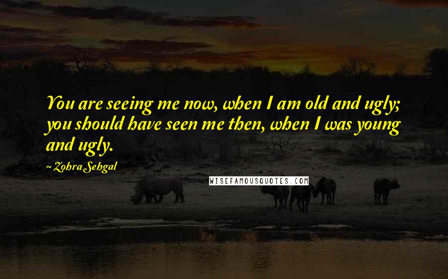 Zohra Sehgal Quotes: You are seeing me now, when I am old and ugly; you should have seen me then, when I was young and ugly.