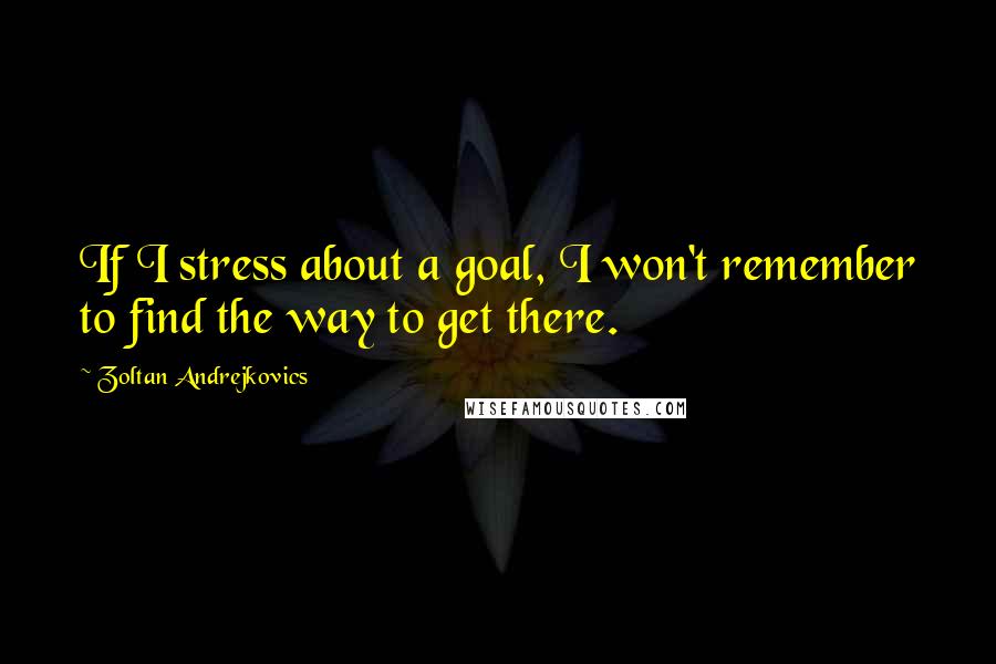 Zoltan Andrejkovics Quotes: If I stress about a goal, I won't remember to find the way to get there.