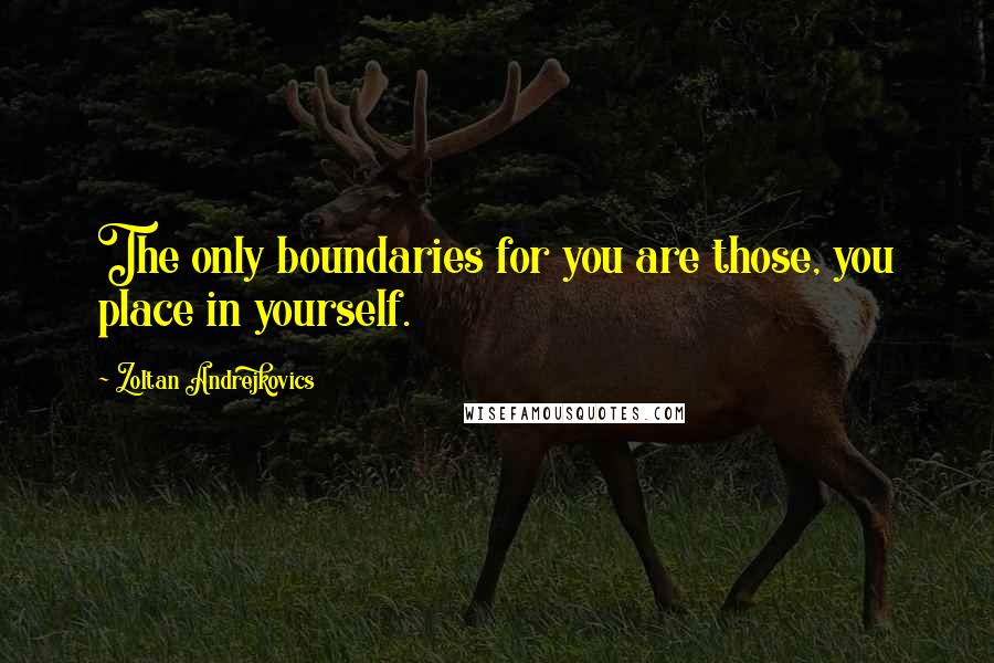 Zoltan Andrejkovics Quotes: The only boundaries for you are those, you place in yourself.