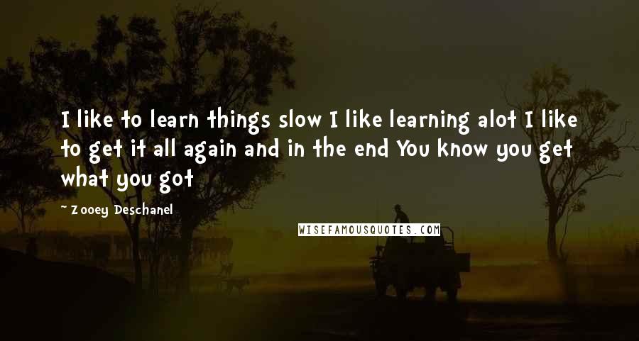 Zooey Deschanel Quotes: I like to learn things slow I like learning alot I like to get it all again and in the end You know you get what you got