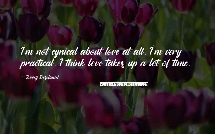 Zooey Deschanel Quotes: I'm not cynical about love at all. I'm very practical. I think love takes up a lot of time.