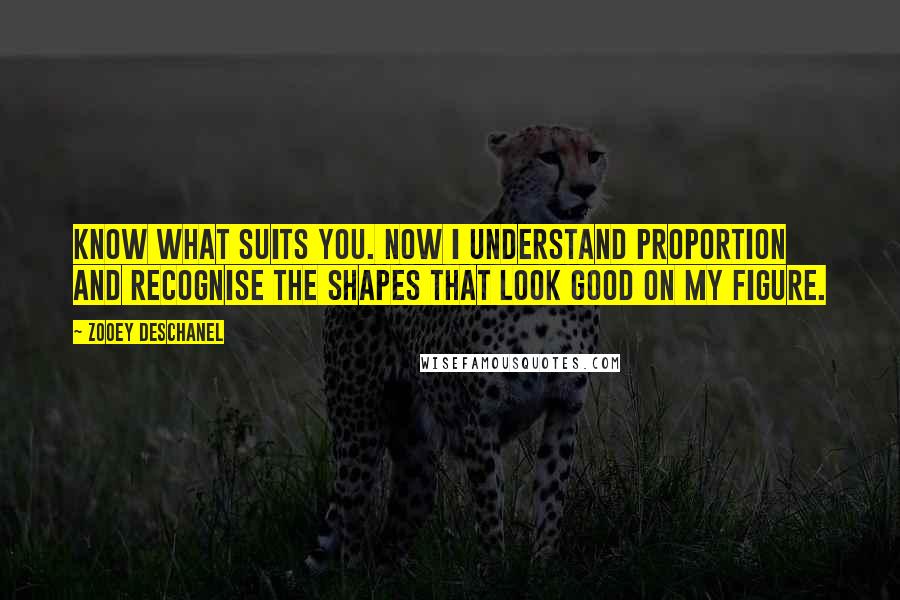 Zooey Deschanel Quotes: Know what suits you. Now I understand proportion and recognise the shapes that look good on my figure.