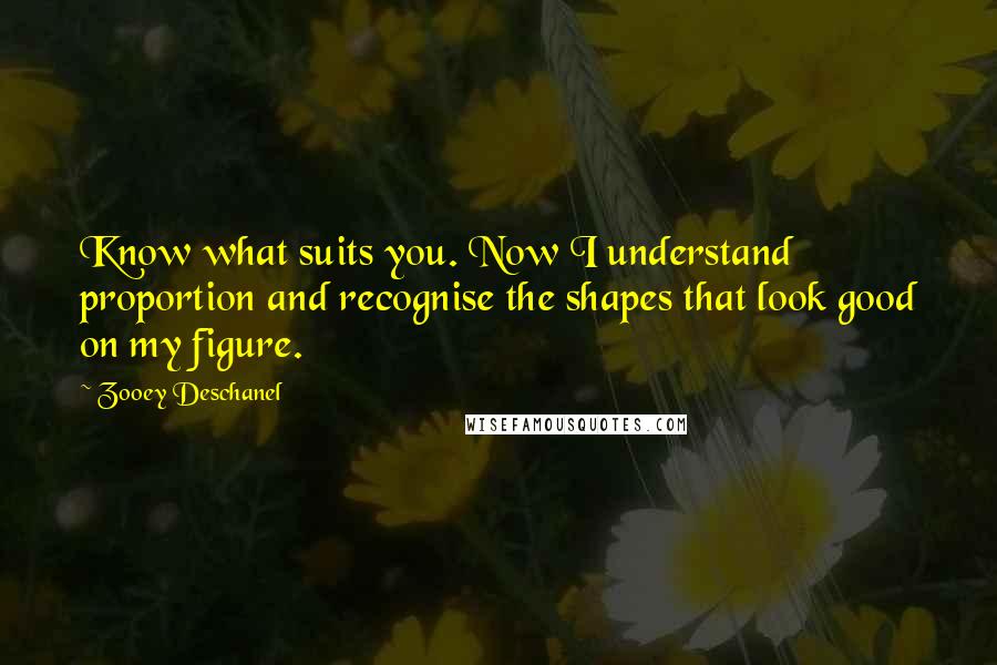 Zooey Deschanel Quotes: Know what suits you. Now I understand proportion and recognise the shapes that look good on my figure.