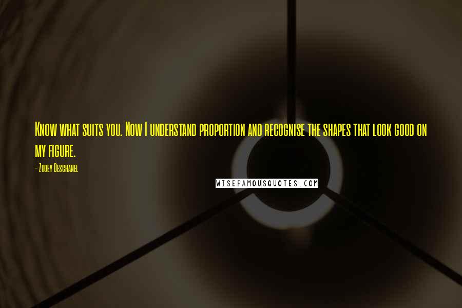 Zooey Deschanel Quotes: Know what suits you. Now I understand proportion and recognise the shapes that look good on my figure.