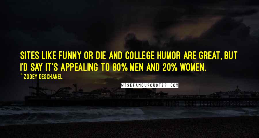 Zooey Deschanel Quotes: Sites like Funny or Die and College Humor are great, but I'd say it's appealing to 80% men and 20% women.