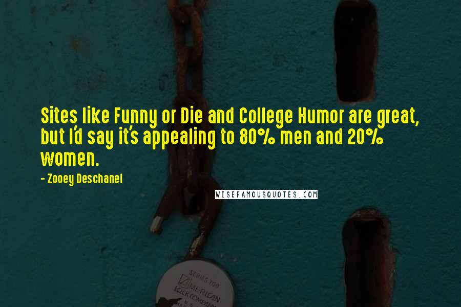 Zooey Deschanel Quotes: Sites like Funny or Die and College Humor are great, but I'd say it's appealing to 80% men and 20% women.