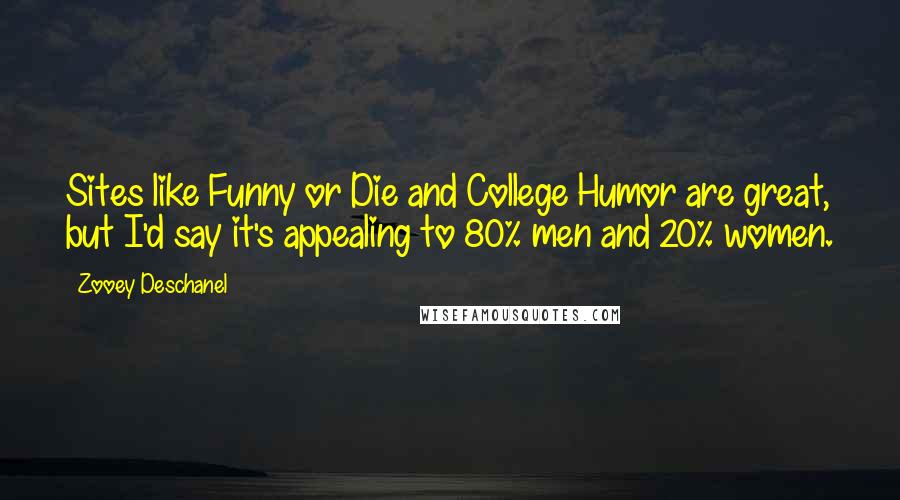 Zooey Deschanel Quotes: Sites like Funny or Die and College Humor are great, but I'd say it's appealing to 80% men and 20% women.