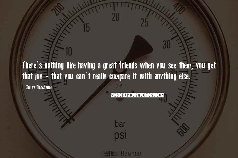 Zooey Deschanel Quotes: There's nothing like having a great friends when you see them, you get that joy - that you can't really compare it with anything else.