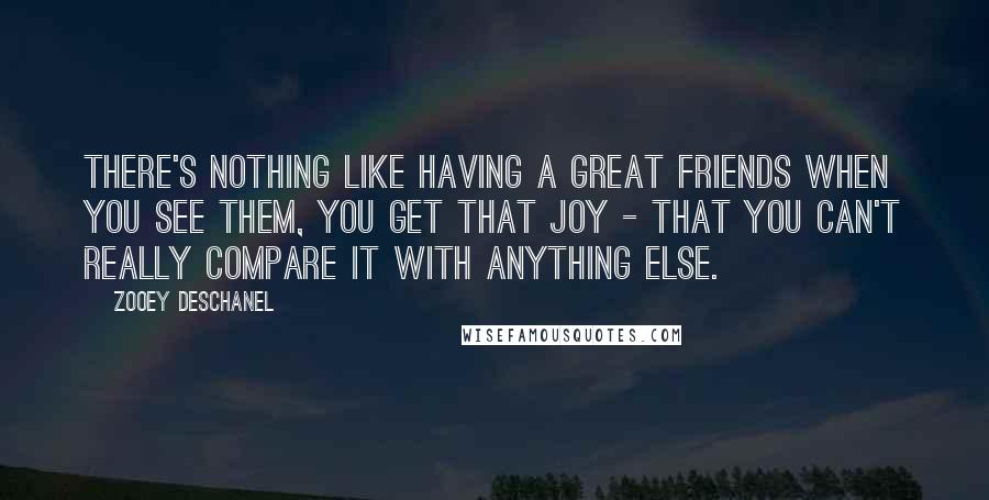 Zooey Deschanel Quotes: There's nothing like having a great friends when you see them, you get that joy - that you can't really compare it with anything else.