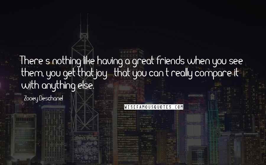 Zooey Deschanel Quotes: There's nothing like having a great friends when you see them, you get that joy - that you can't really compare it with anything else.