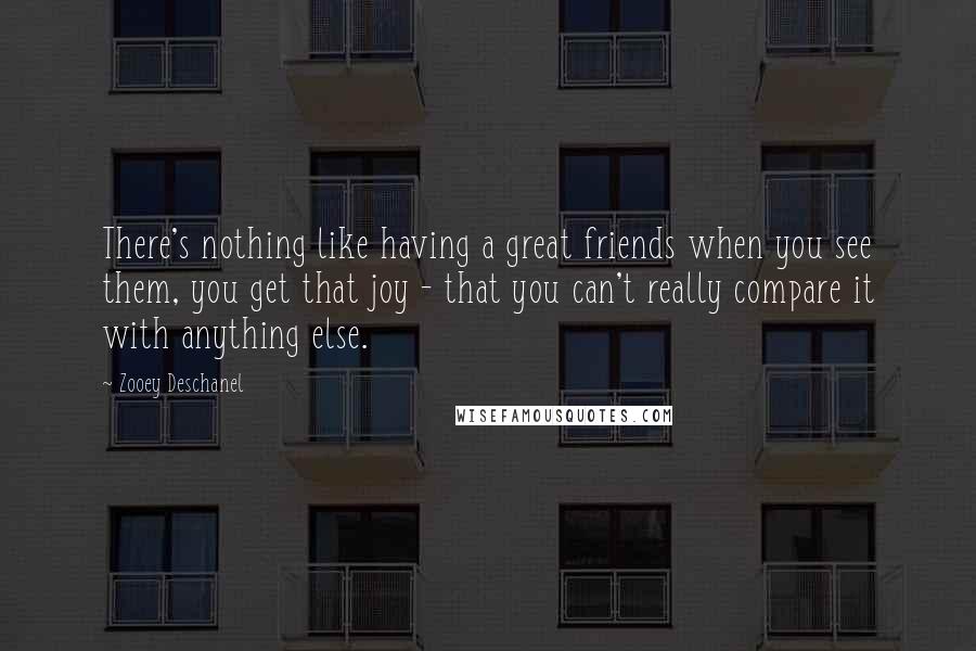 Zooey Deschanel Quotes: There's nothing like having a great friends when you see them, you get that joy - that you can't really compare it with anything else.