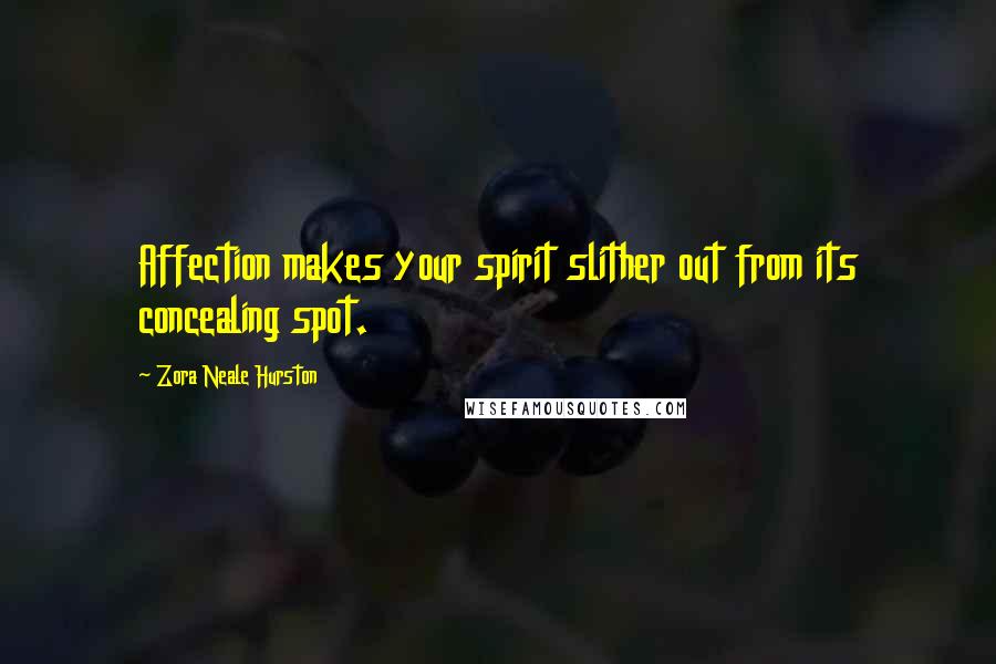 Zora Neale Hurston Quotes: Affection makes your spirit slither out from its concealing spot.