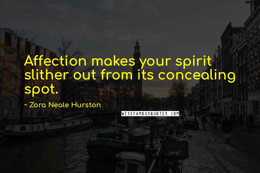 Zora Neale Hurston Quotes: Affection makes your spirit slither out from its concealing spot.