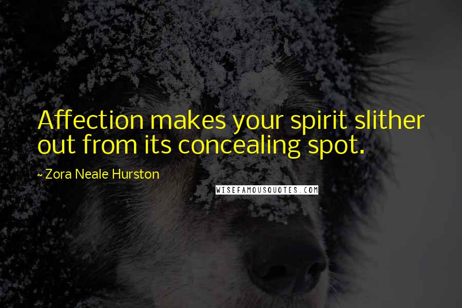Zora Neale Hurston Quotes: Affection makes your spirit slither out from its concealing spot.