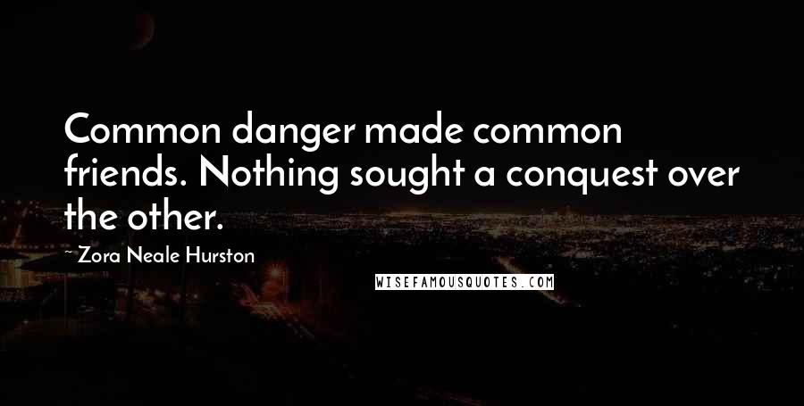Zora Neale Hurston Quotes: Common danger made common friends. Nothing sought a conquest over the other.