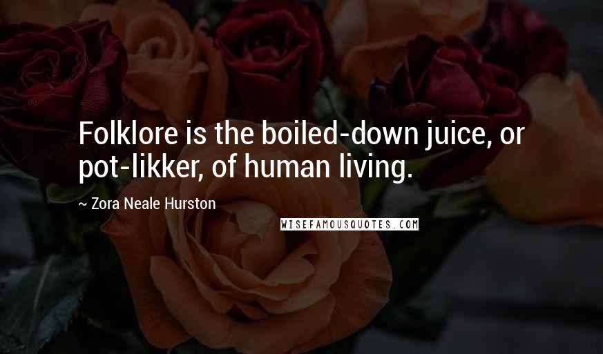 Zora Neale Hurston Quotes: Folklore is the boiled-down juice, or pot-likker, of human living.