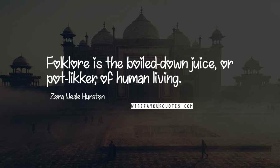 Zora Neale Hurston Quotes: Folklore is the boiled-down juice, or pot-likker, of human living.