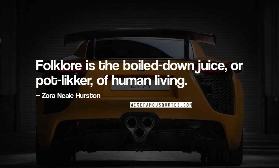 Zora Neale Hurston Quotes: Folklore is the boiled-down juice, or pot-likker, of human living.