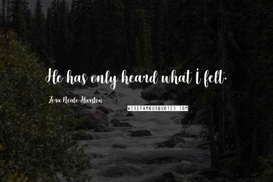 Zora Neale Hurston Quotes: He has only heard what I felt.