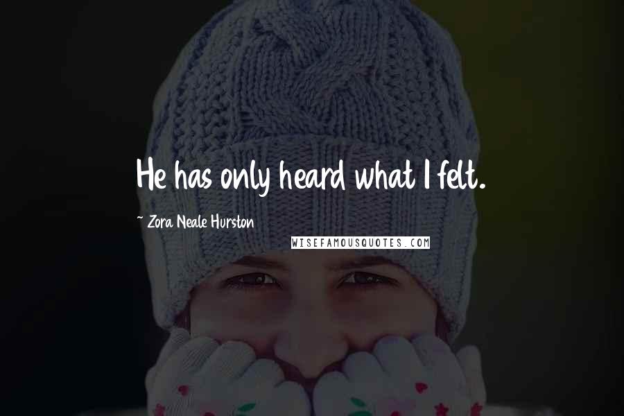 Zora Neale Hurston Quotes: He has only heard what I felt.