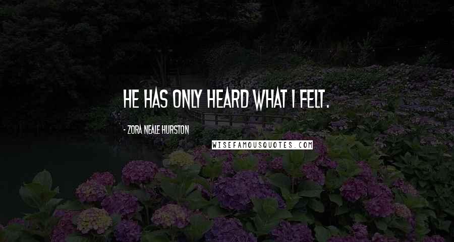 Zora Neale Hurston Quotes: He has only heard what I felt.