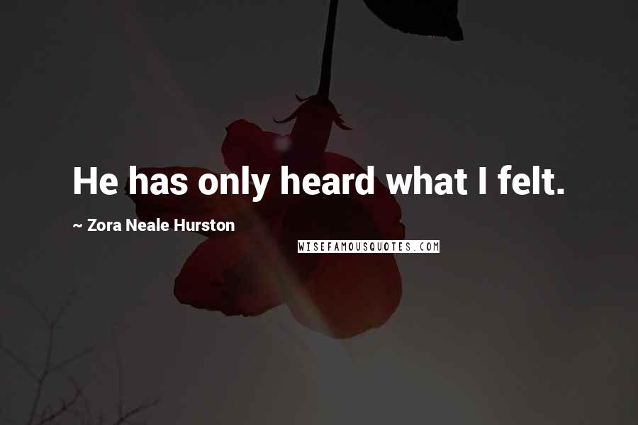 Zora Neale Hurston Quotes: He has only heard what I felt.