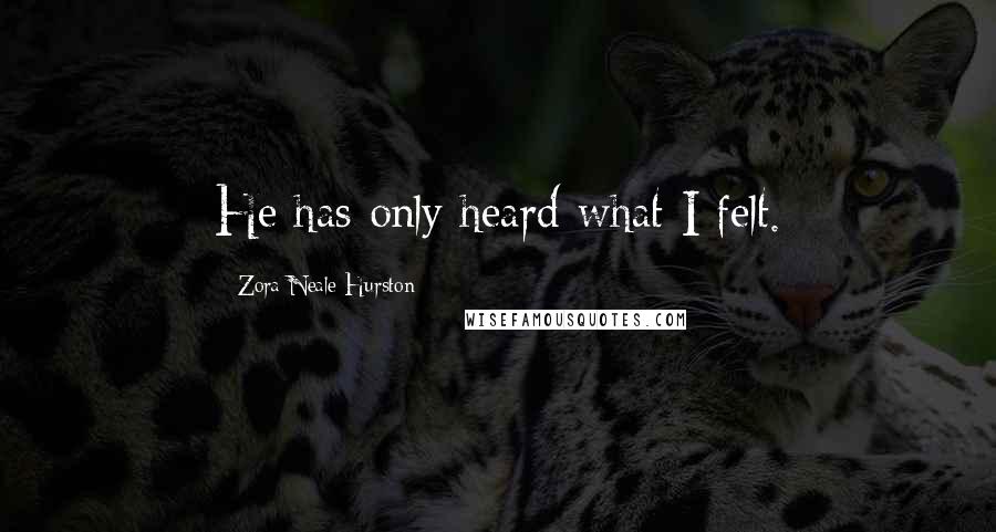 Zora Neale Hurston Quotes: He has only heard what I felt.