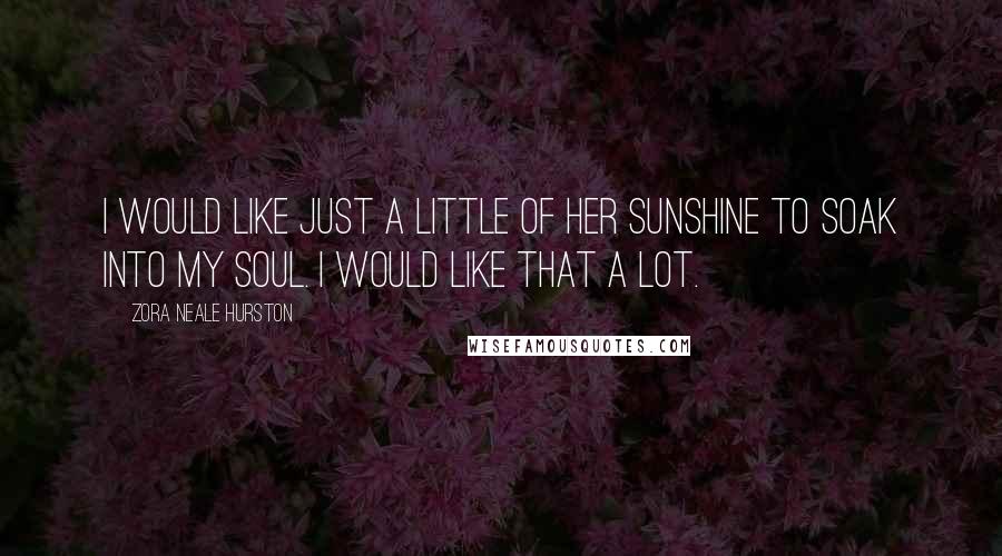 Zora Neale Hurston Quotes: I would like just a little of her sunshine to soak into my soul. I would like that a lot.