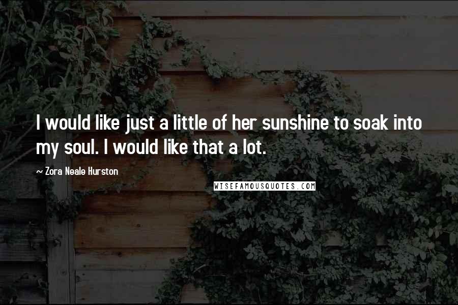 Zora Neale Hurston Quotes: I would like just a little of her sunshine to soak into my soul. I would like that a lot.