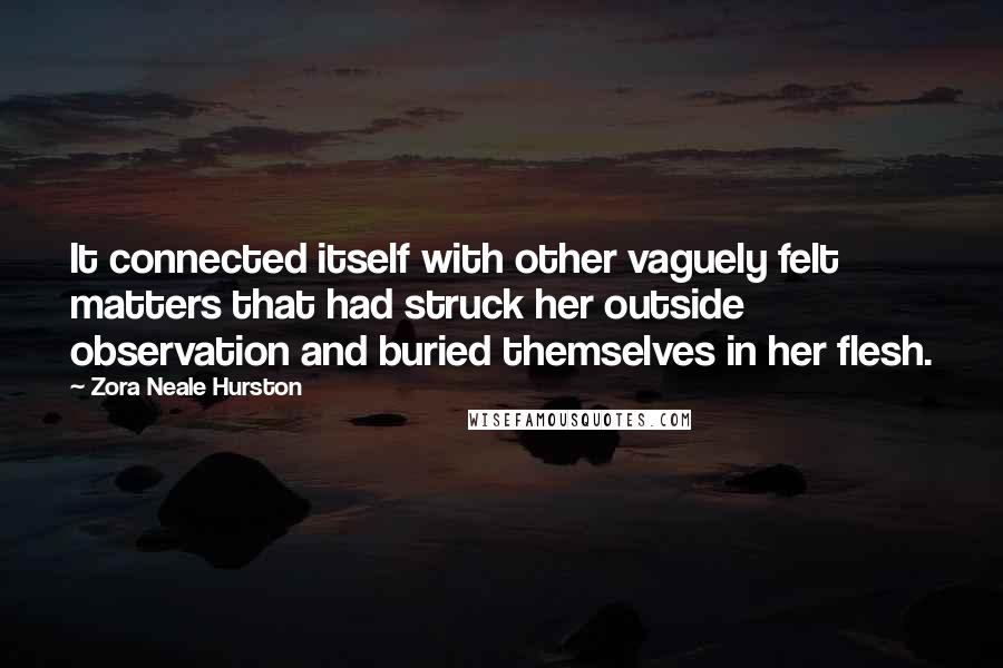 Zora Neale Hurston Quotes: It connected itself with other vaguely felt matters that had struck her outside observation and buried themselves in her flesh.