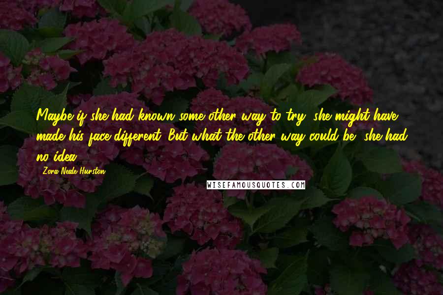 Zora Neale Hurston Quotes: Maybe if she had known some other way to try, she might have made his face different. But what the other way could be, she had no idea.