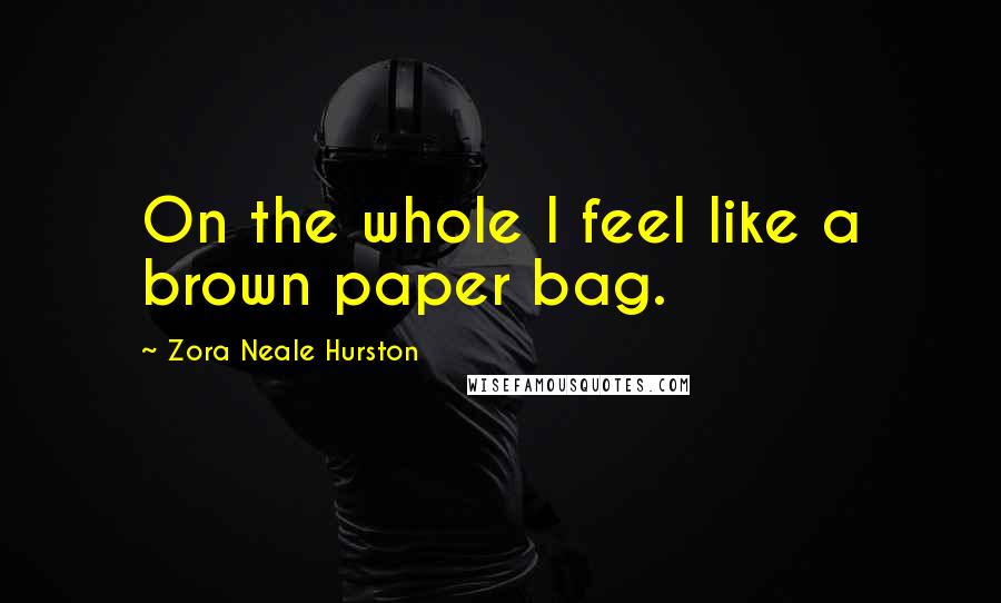Zora Neale Hurston Quotes: On the whole I feel like a brown paper bag.