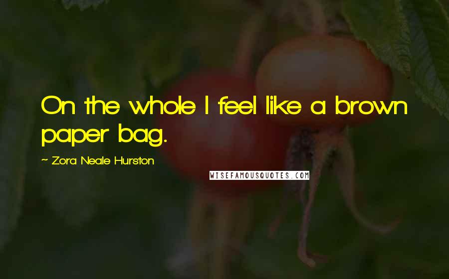 Zora Neale Hurston Quotes: On the whole I feel like a brown paper bag.
