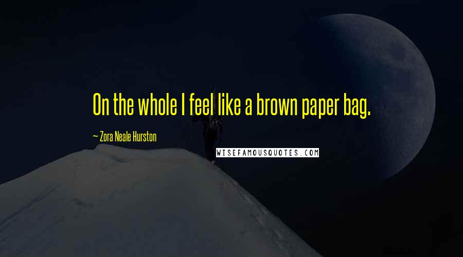 Zora Neale Hurston Quotes: On the whole I feel like a brown paper bag.