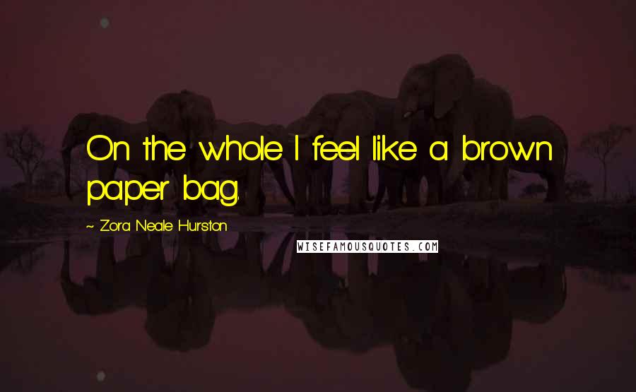 Zora Neale Hurston Quotes: On the whole I feel like a brown paper bag.