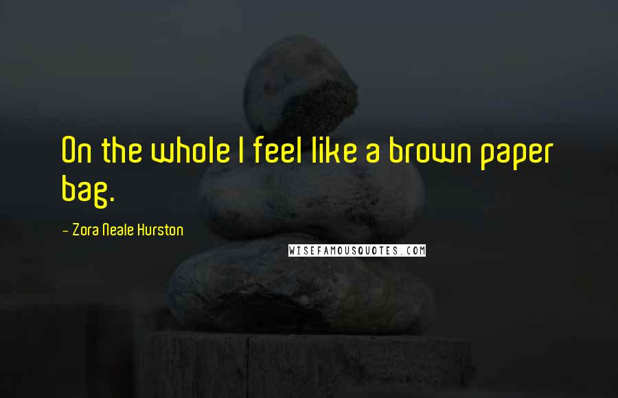 Zora Neale Hurston Quotes: On the whole I feel like a brown paper bag.