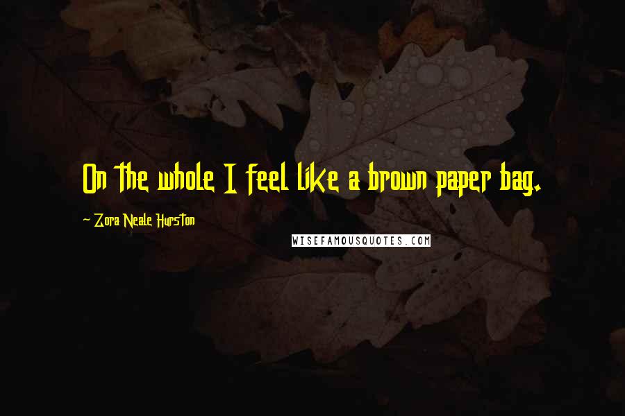 Zora Neale Hurston Quotes: On the whole I feel like a brown paper bag.