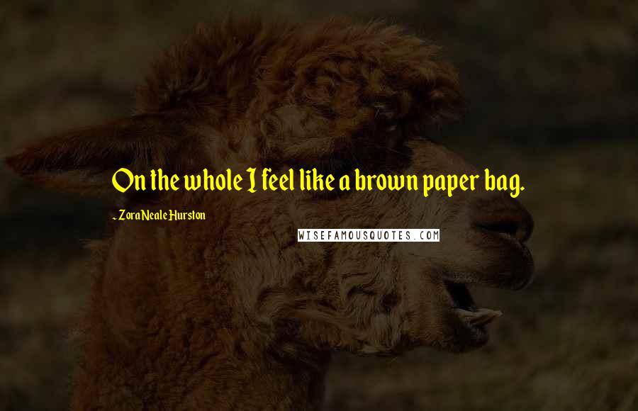 Zora Neale Hurston Quotes: On the whole I feel like a brown paper bag.