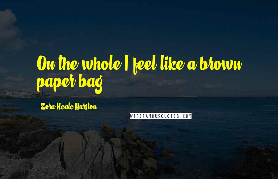 Zora Neale Hurston Quotes: On the whole I feel like a brown paper bag.