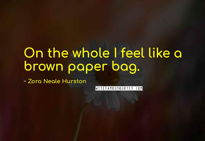 Zora Neale Hurston Quotes: On the whole I feel like a brown paper bag.